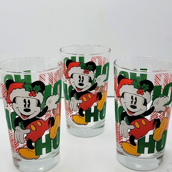Disney Other - VTG | set of 3 | Mickey Mouse | Xmas | juice glass